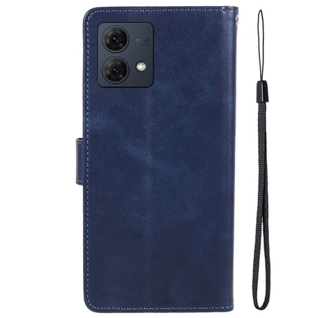 Motorola Moto G84 Leather Case with Wallet and Strap - Blue