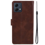 Motorola Moto G84 Leather Case with Wallet and Strap - Brown