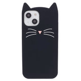 iPhone 13 Silicone Case with 3D Cat - Black