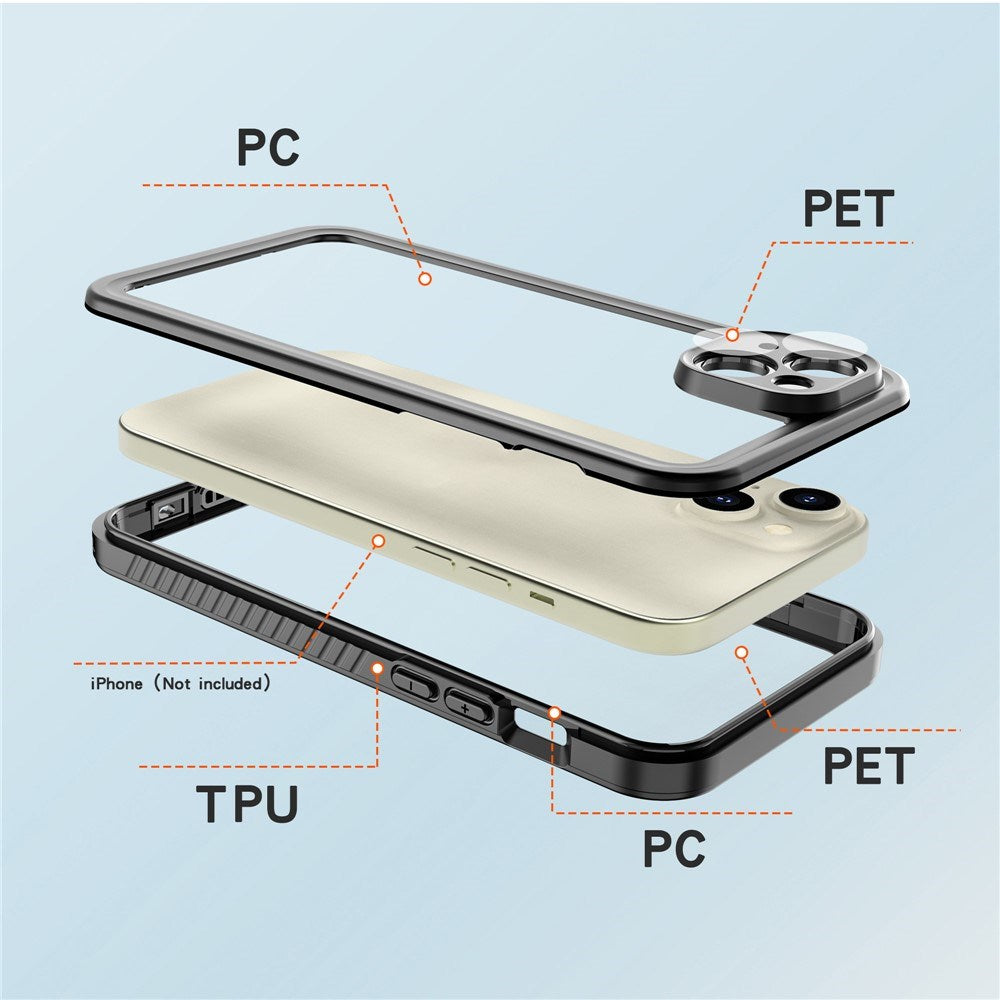 iPhone 15 Plus Redpepper IP68 Waterproof Case - Black / Transparent