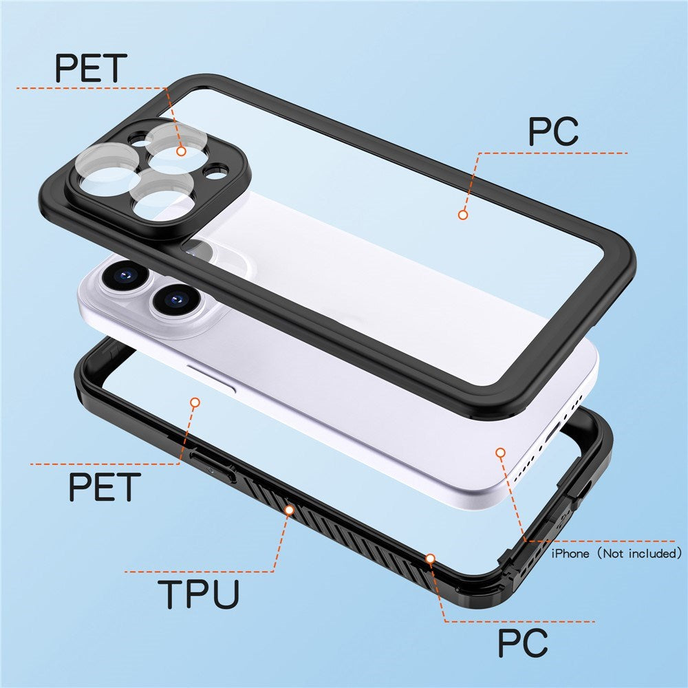 iPhone 15 Pro Max Redpepper IP68 Waterproof Case - Black / Transparent