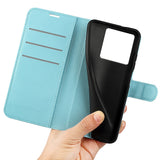 Xiaomi 13T / 13T Pro  Litchi Leather Flip Cover w. Wallet - Blue