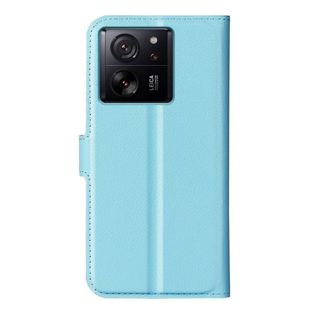 Xiaomi 13T / 13T Pro  Litchi Leather Flip Cover w. Wallet - Blue