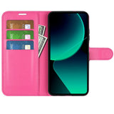 Xiaomi 13T / 13T Pro  Litchi Leather Flip Cover w. Wallet - Pink