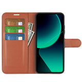 Xiaomi 13T / 13T Pro  Litchi Leather Flip Cover w. Wallet - Brown