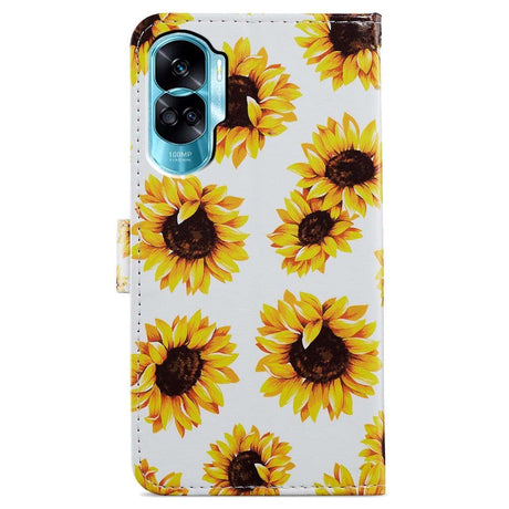 Honor 90 Lite PU Leather Case w. Wallet og Strap - Sunflower