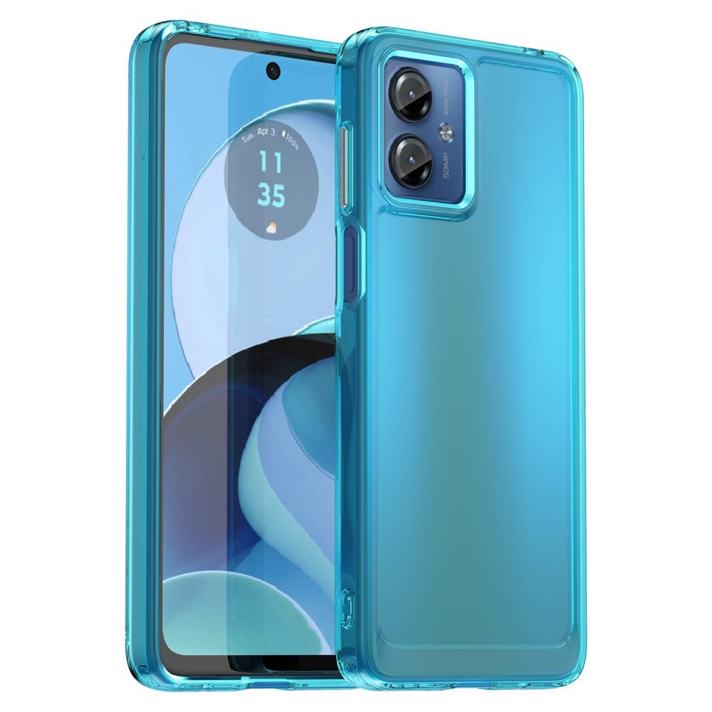 Motorola Moto G14 Transparent Flexible Plastic Case - Blue