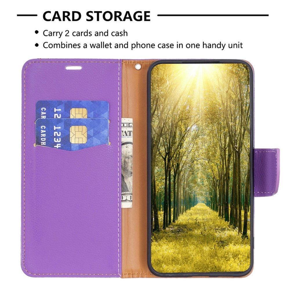 Samsung Galaxy A15 (5G) / A15 PU Litchi Leather Wallet Case - Purple