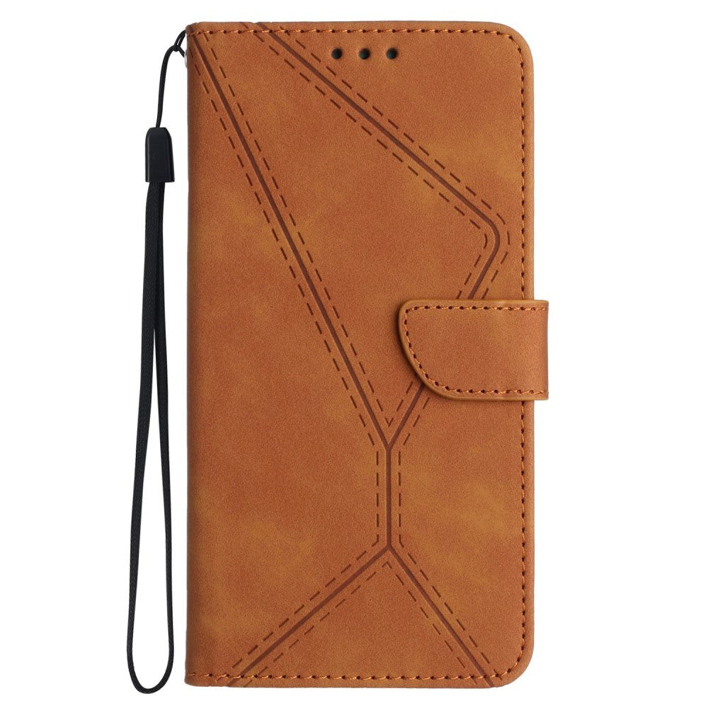 Motorola Edge 40 Neo Patterned Leather Case with Wallet and Strap - Brown