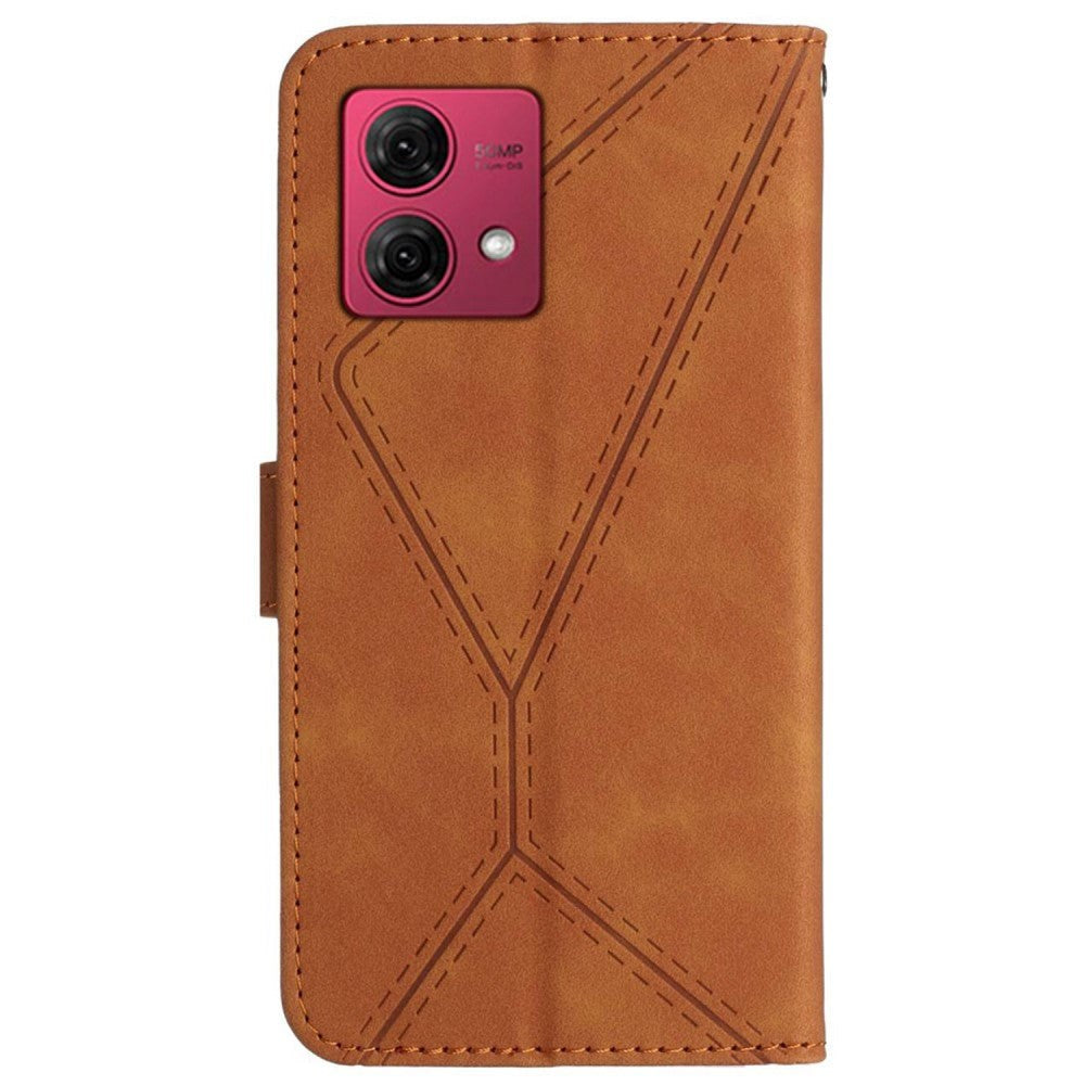 Motorola Edge 40 Neo Patterned Leather Case with Wallet and Strap - Brown