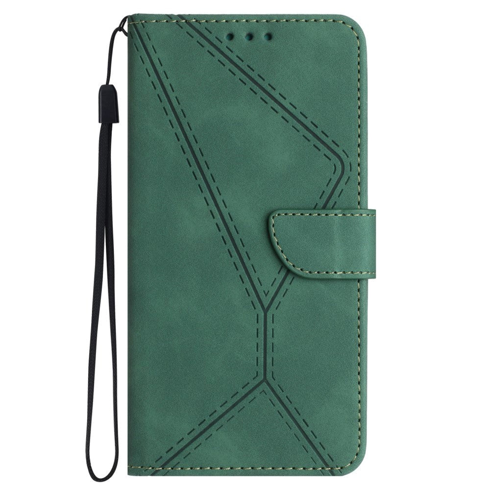 Motorola Edge 40 Neo Patterned Leather Case with Wallet and Strap - Green