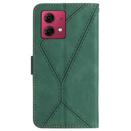 Motorola Edge 40 Neo Patterned Leather Case with Wallet and Strap - Green