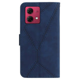 Motorola Edge 40 Neo Patterned Leather Case with Wallet and Strap - Blue