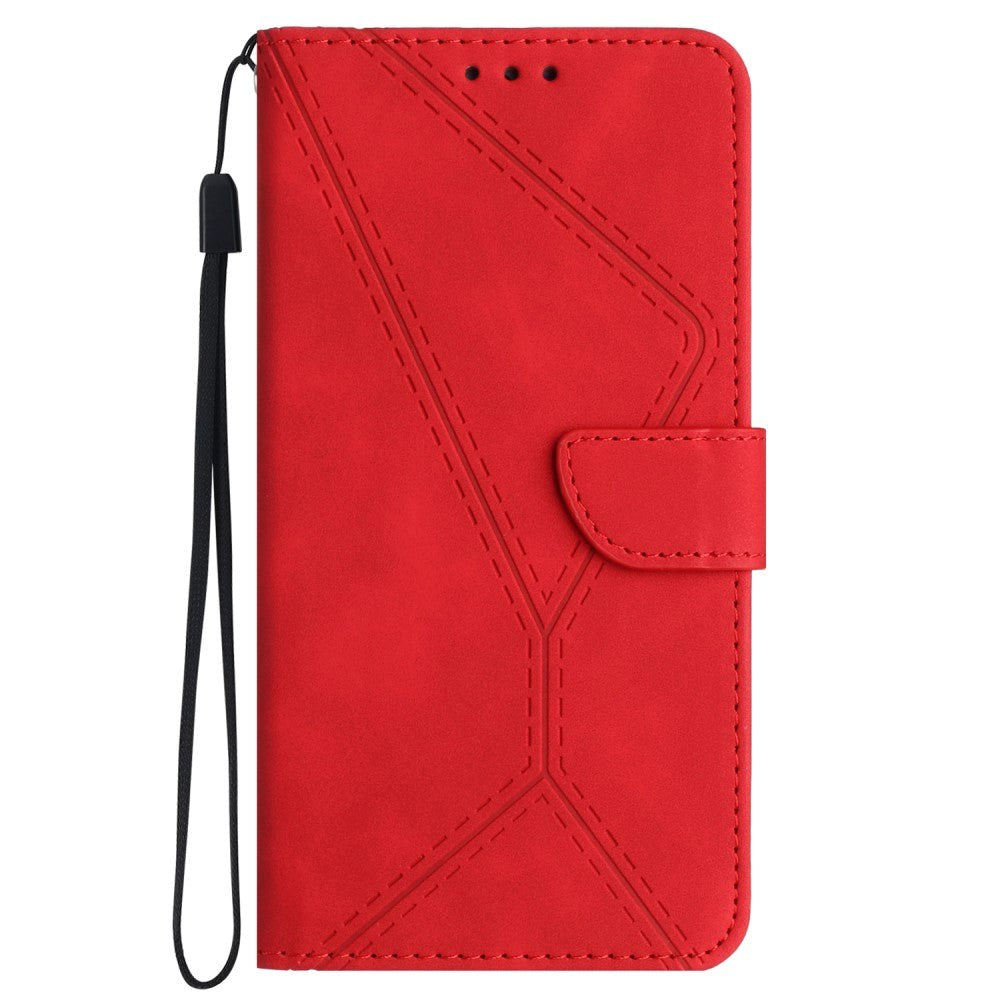 Motorola Edge 40 Neo Patterned Leather Case with Wallet and Strap - Red