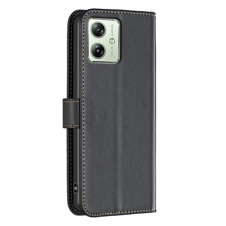 Motorola Moto G54 Leather Case w. Stand Function & Card Holder - Black