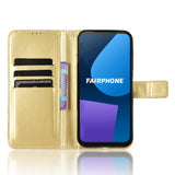 Fairphone 5 Leather Flip Case w. Wallet & Strap - Gold