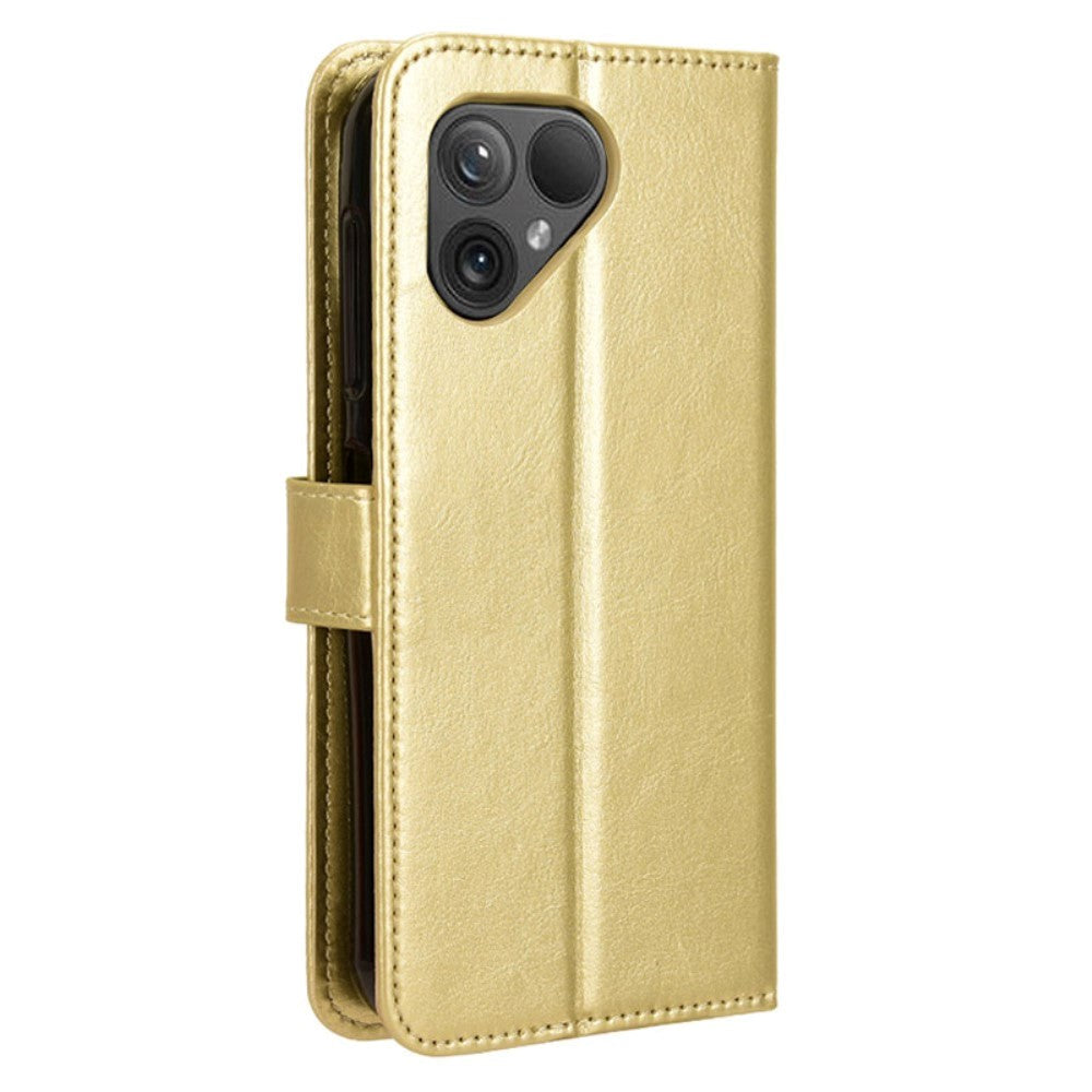 Fairphone 5 Leather Flip Case w. Wallet & Strap - Gold