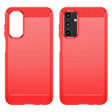 Samsung Galaxy A15 (5G) / A15 Brushed Carbon Fiber Flexible Plastic Case - Red