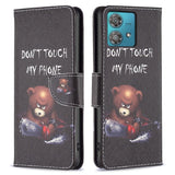 EIDERWOOD Motorola Edge 40 Neo Faux Leather Flip Case with Wallet & Print - "Don't Touch My Phone" Bjørn