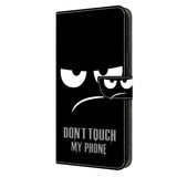 Motorola Moto G54 Leather Wallet Case w. Print - "Don't Touch My Phone"