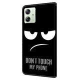 Motorola Moto G54 Leather Wallet Case w. Print - "Don't Touch My Phone"