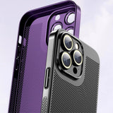 iPhone 15 Pro Hard Perforated Plastic Cover with Camera Lens Protection - Black