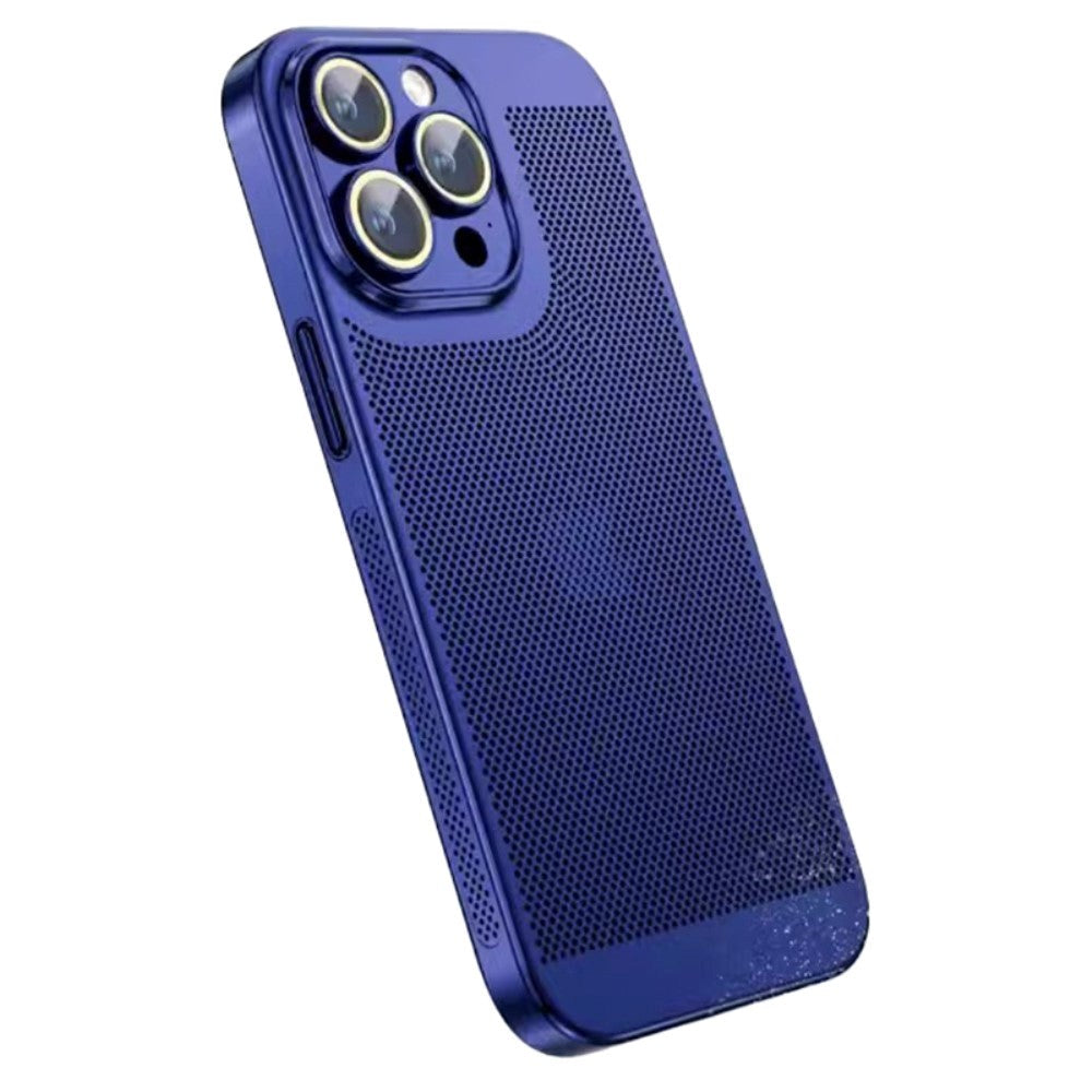 iPhone 15 Pro Hard Perforated Plastic Cover with Camera Lens Protection - Blue