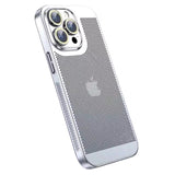 iPhone 15 Pro Hard Perforated Plastic Cover with Camera Lens Protection - Siver