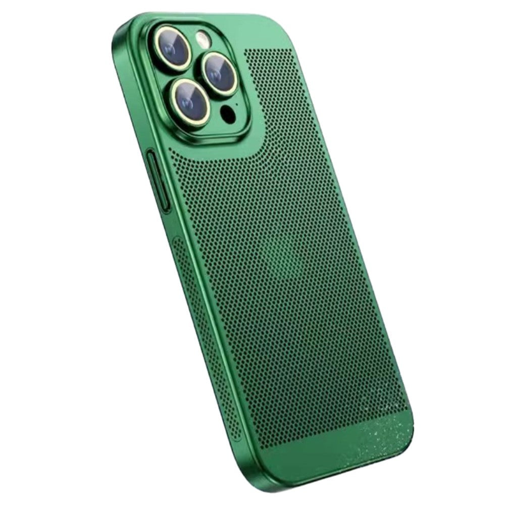 iPhone 15 Hard Perforated Plastic Cover with Camera Lens Protection - Green