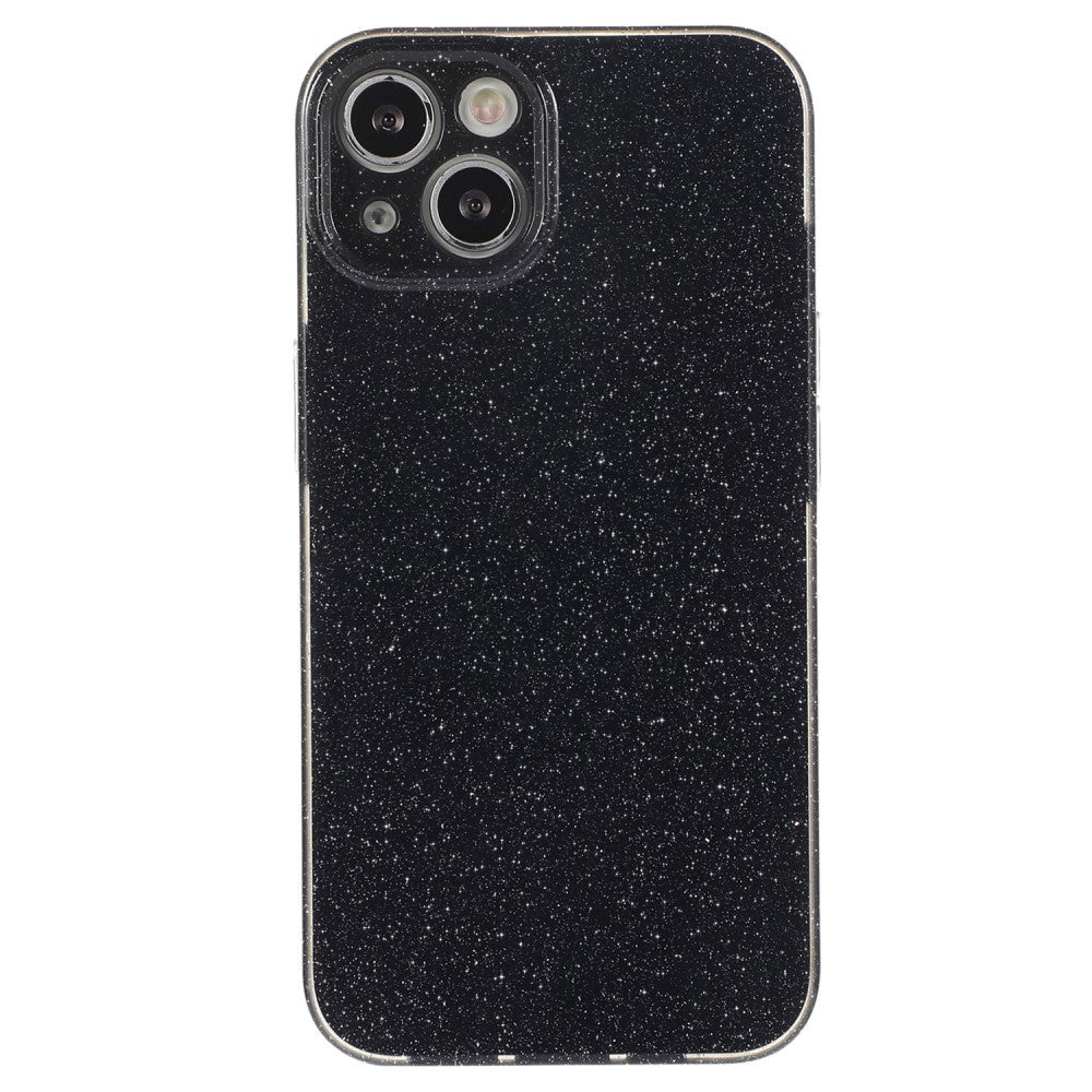 iPhone 15 Flexible Plastic Case w. Glitter - Black