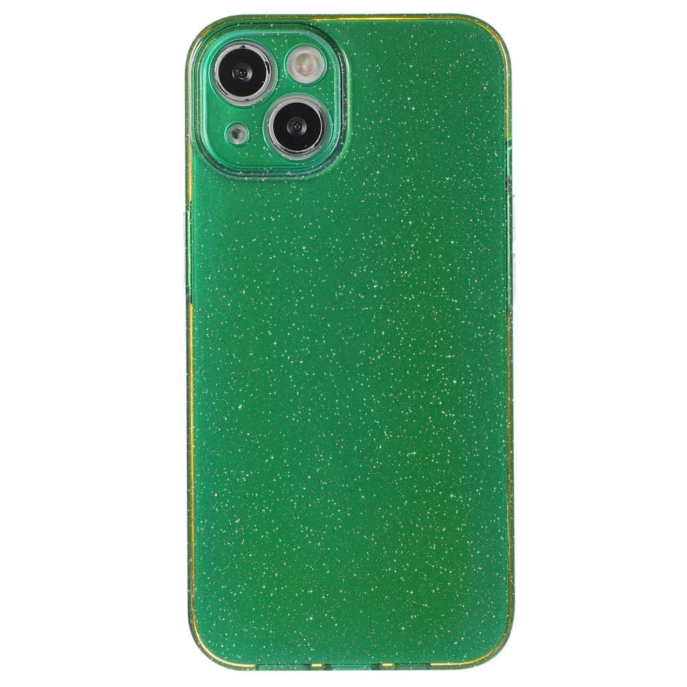 iPhone 15 Flexible Plastic Case w. Glitter - Dark Green