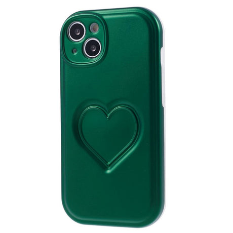 iPhone 15 Flexible Plastic Case w. Heart - Green