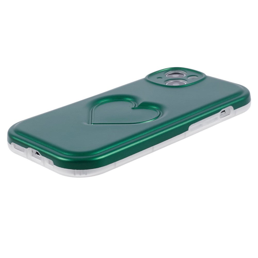 iPhone 15 Flexible Plastic Case w. Heart - Green