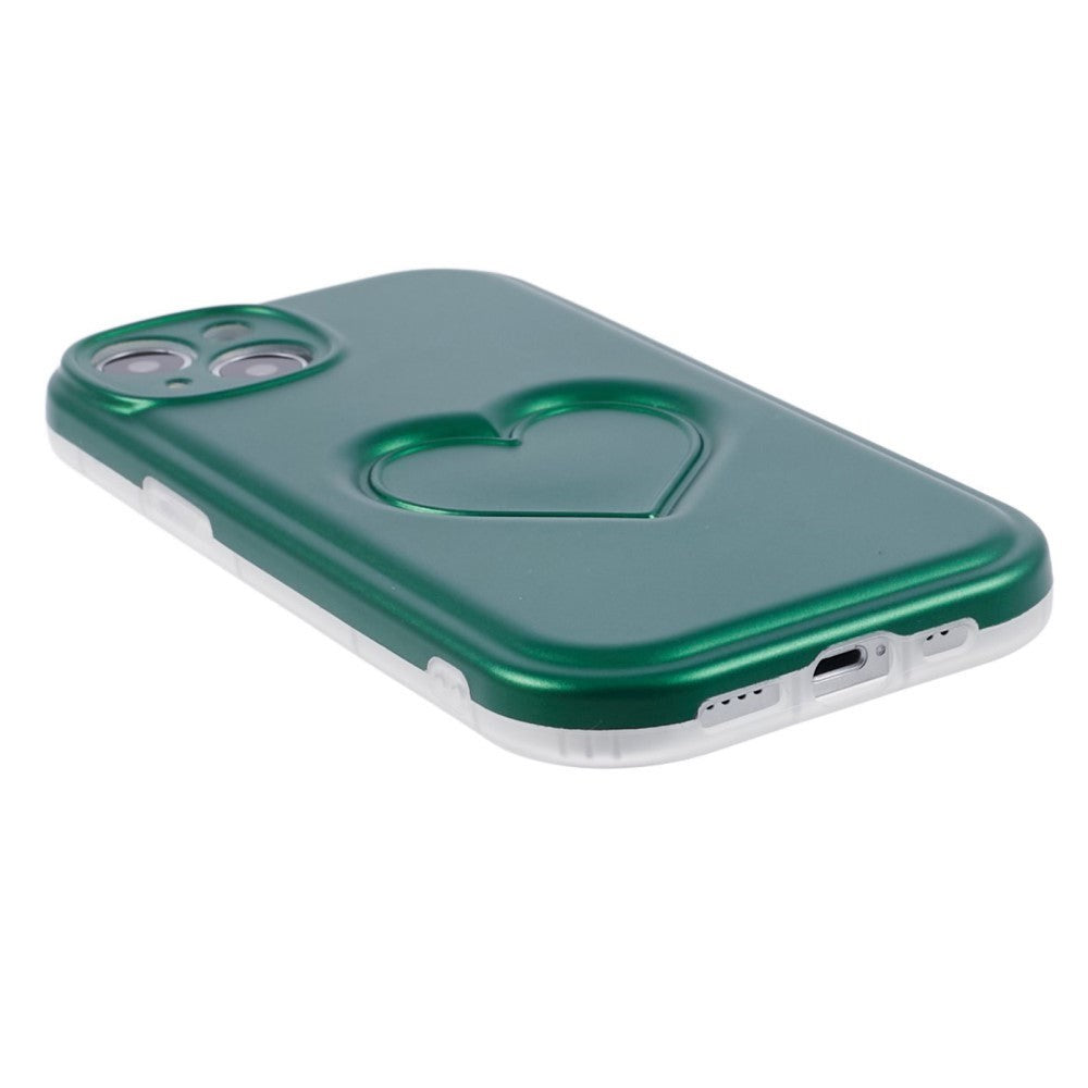 iPhone 15 Flexible Plastic Case w. Heart - Green