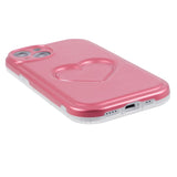 iPhone 15 Flexible Plastic Case w. Heart - Neon Pink