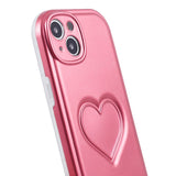 iPhone 15 Flexible Plastic Case w. Heart - Neon Pink