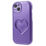 iPhone 15 Flexible Plastic Case w. Heart - Purple