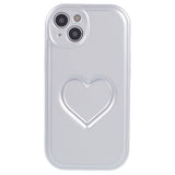 iPhone 15 Flexible Plastic Case w. Heart - Silver