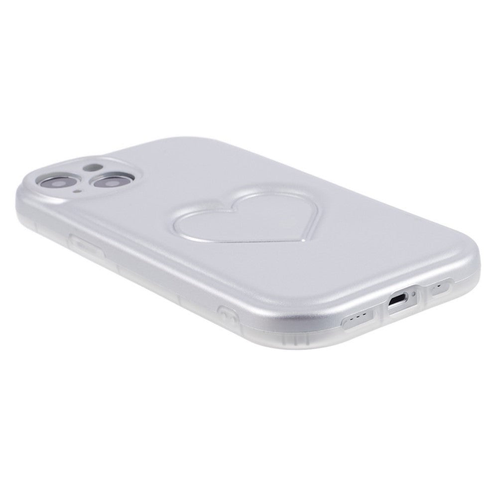 iPhone 15 Flexible Plastic Case w. Heart - Silver