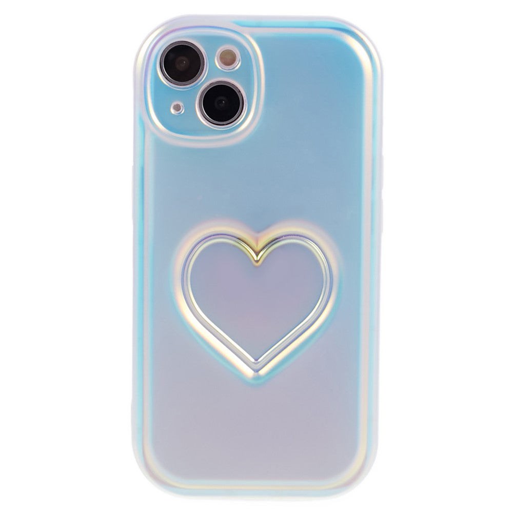 iPhone 15 Flexible Plastic Case w. Heart - Multicolored