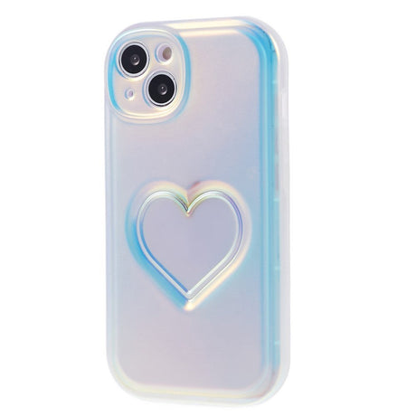 iPhone 15 Flexible Plastic Case w. Heart - Multicolored