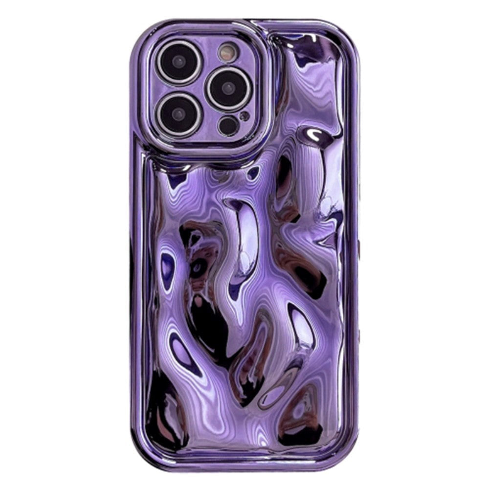 iPhone 15 Pro Flexible Plastic Case with Uneven and Shiny Surface - Purple