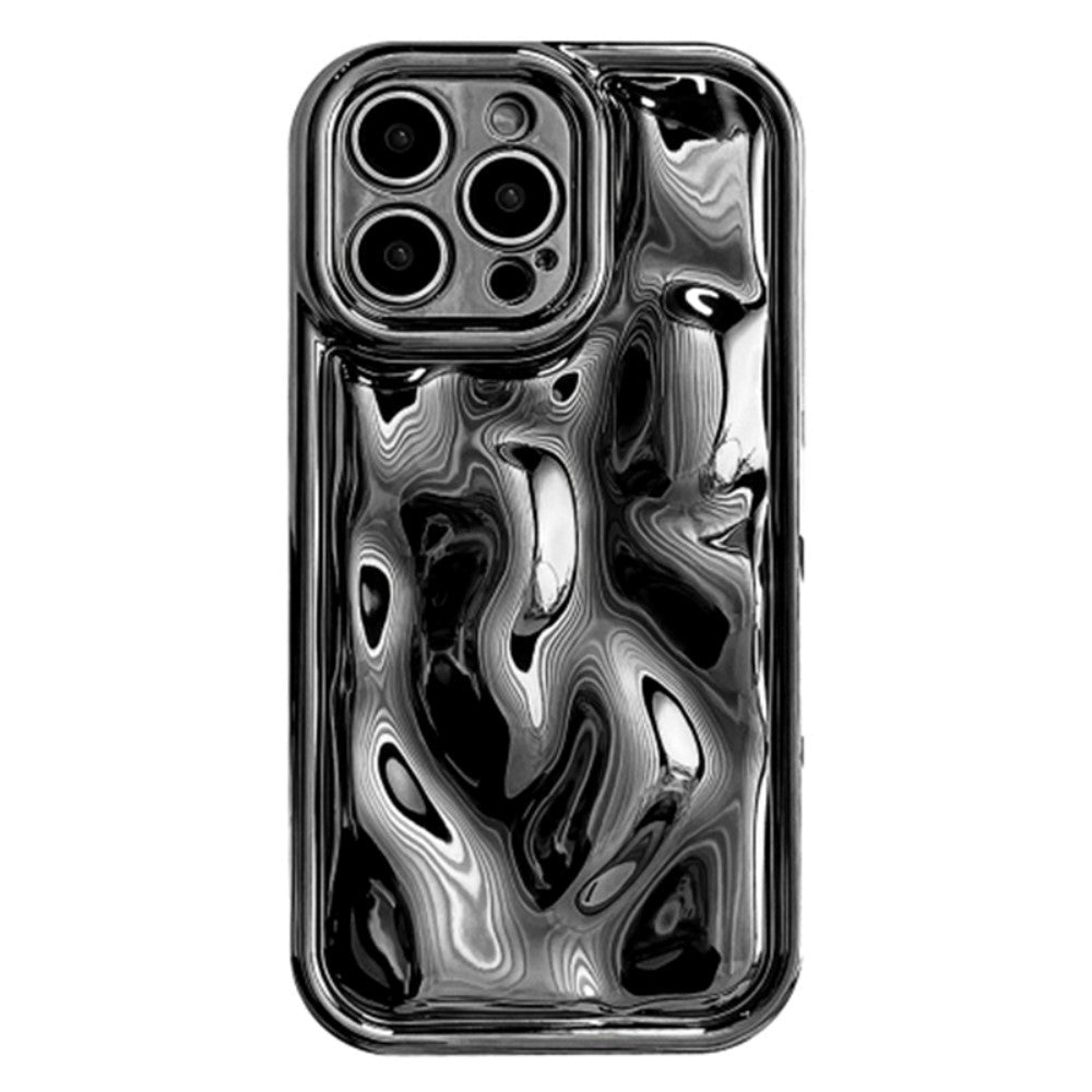 iPhone 15 Pro Flexible Plastic Case with Uneven and Shiny Surface - Black