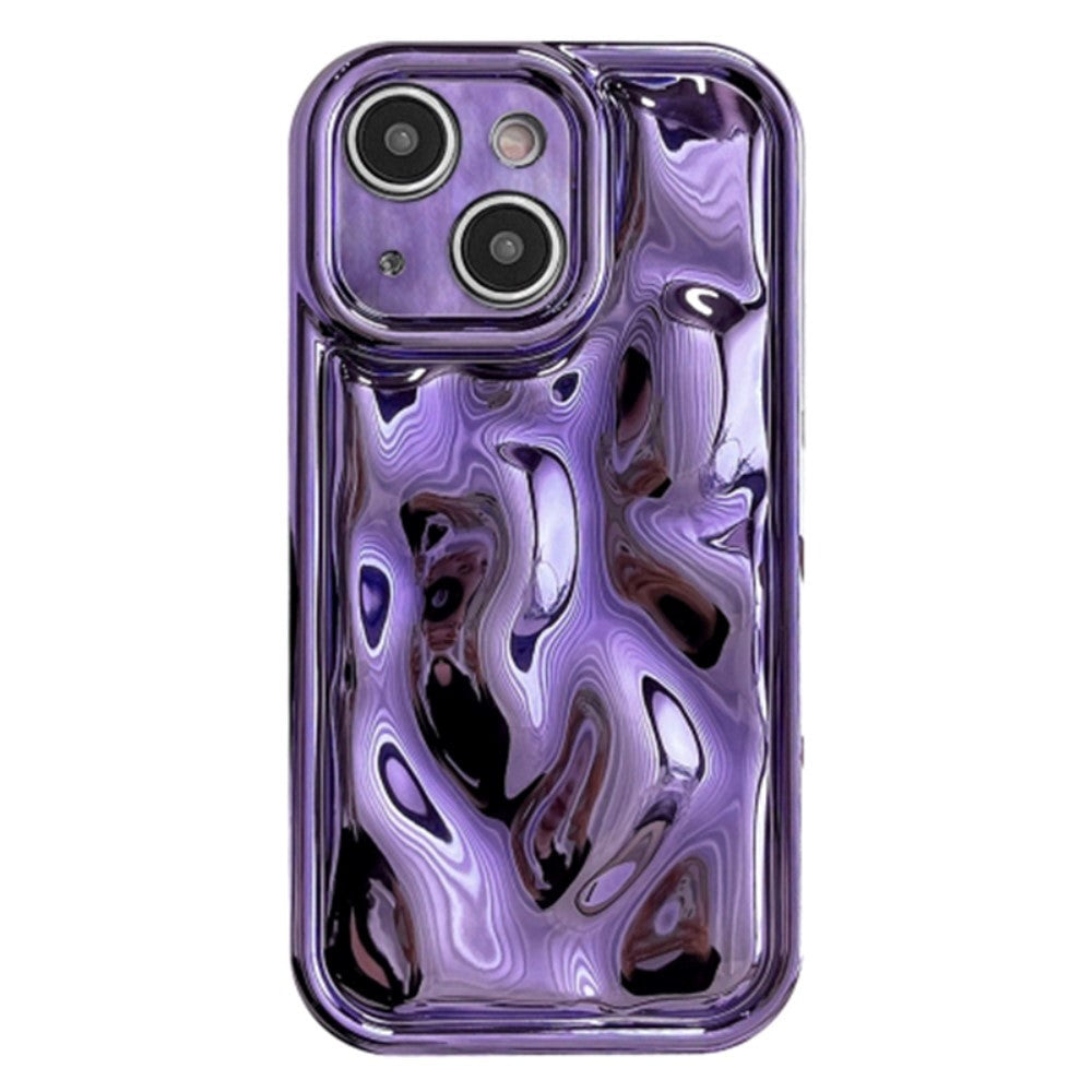 iPhone 15 Flexible Plastic Case with Uneven and Shiny Surface - Purple