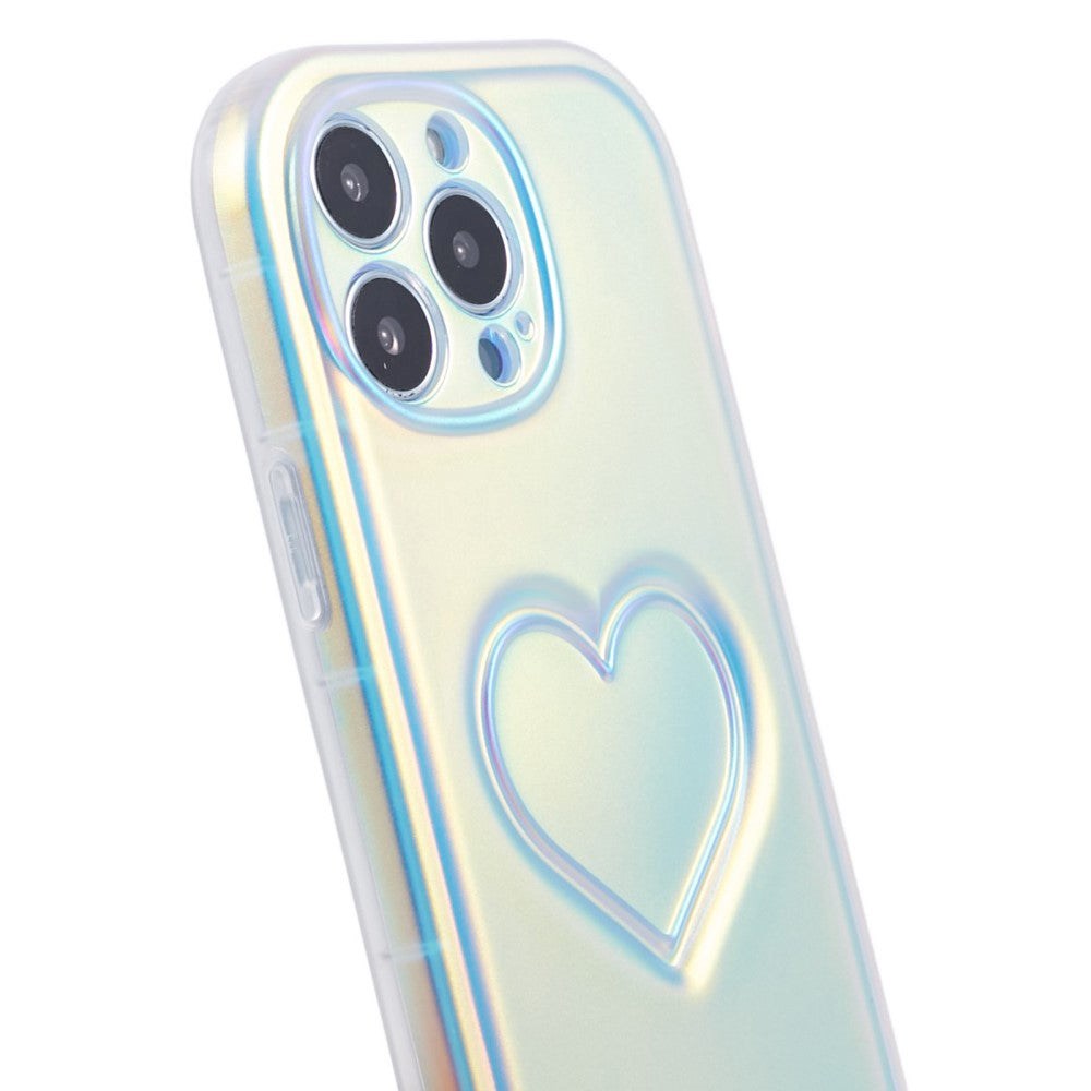 iPhone 15 Pro Flexible Plastic Case w. Heart - Multicolored