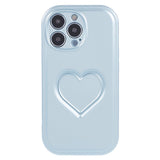 iPhone 15 Pro Flexible Plastic Case w. Heart - Light Blue