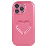 iPhone 15 Pro Flexible Plastic Case w. Heart - Neon Pink