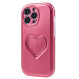 iPhone 15 Pro Flexible Plastic Case w. Heart - Neon Pink