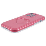 iPhone 15 Pro Flexible Plastic Case w. Heart - Neon Pink