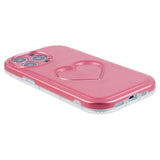 iPhone 15 Pro Flexible Plastic Case w. Heart - Neon Pink